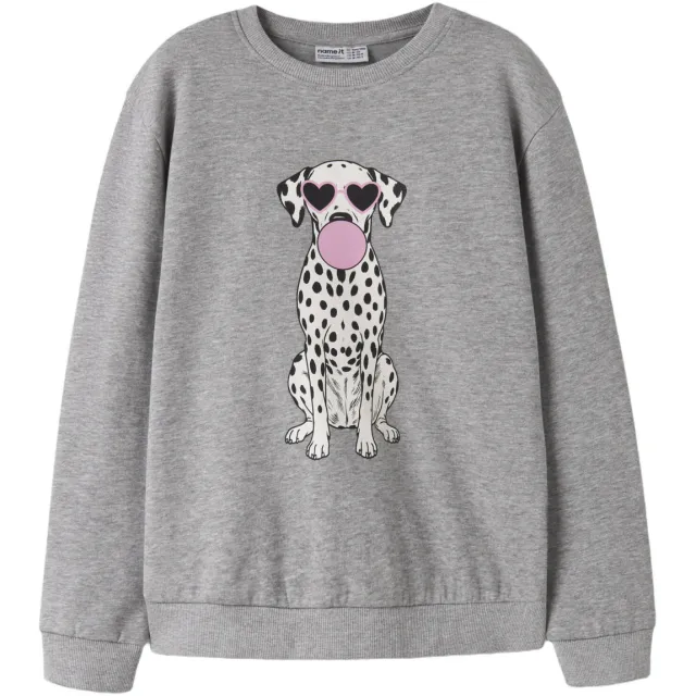 NAME IT KIDS sweater met print - grijs Grijs melange