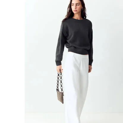 Mango TEEN katoenen gebreide trui met studs - antraciet, foto 3