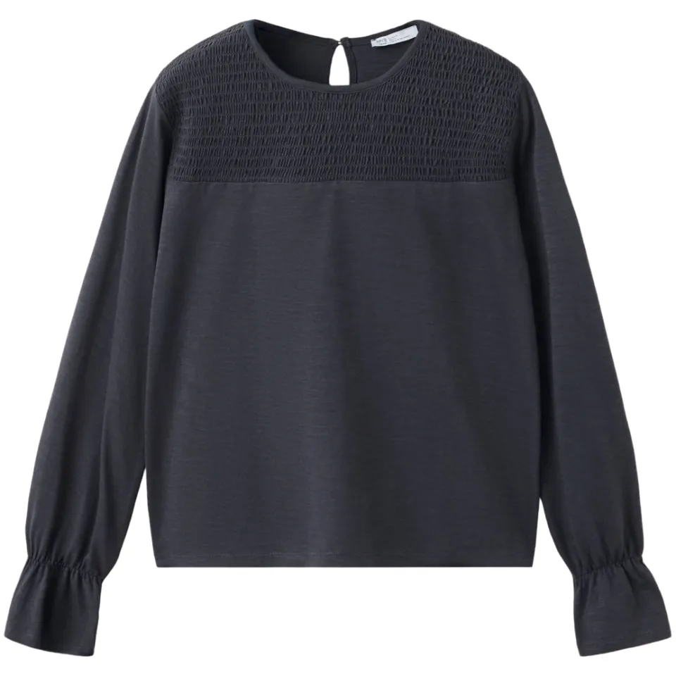 Mango longsleeve met ruches antraciet, foto 2