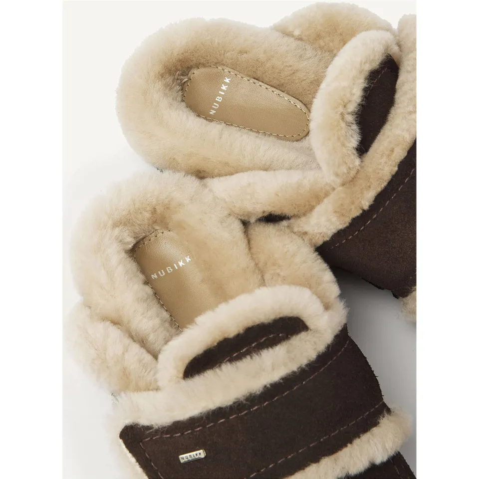 Nubikk Teddy Furry II clogs donkerbruin bruin, foto 6