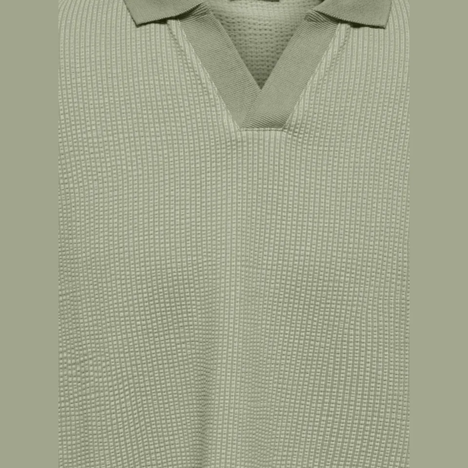 Only & Sons JUNIOR polo met textuur groen Jongens Stretchkatoen Polokraag, foto 4