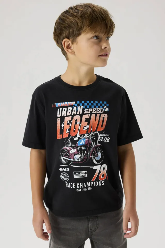 NAME IT zwart T-shirt met motorprint