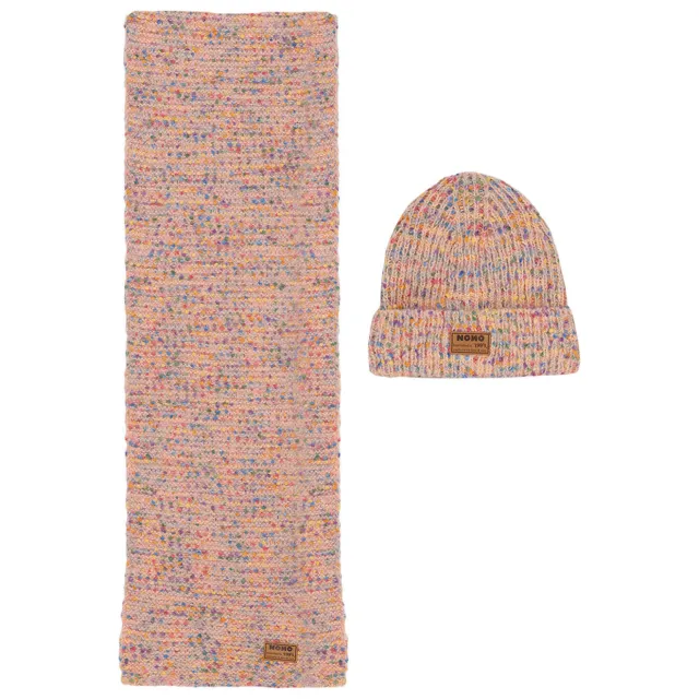 Nono Rana muts en sjaal roze/multicolor