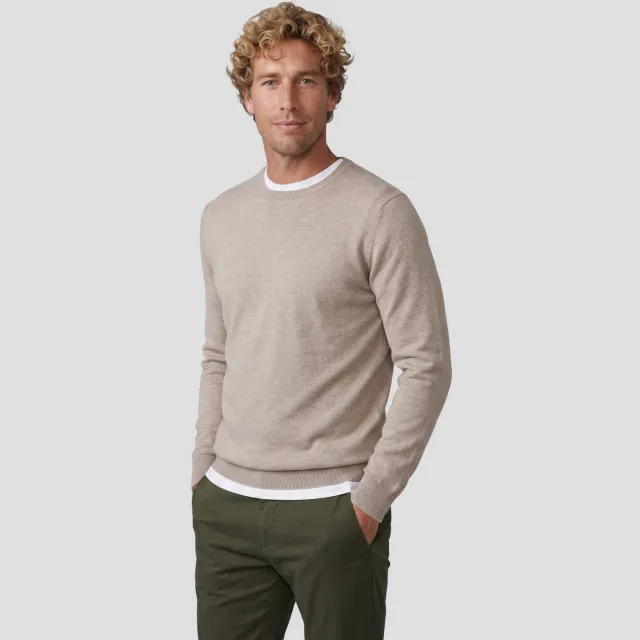 Profuomo wollen regular fit gebreide trui - beige