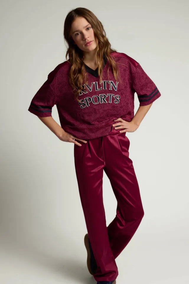 LOOXS 10sixteen sweatpant met krijtstreep donkerrood