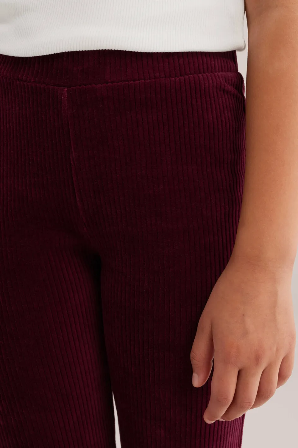 WE Fashion fluwelen flared broek donkerrood, foto 3