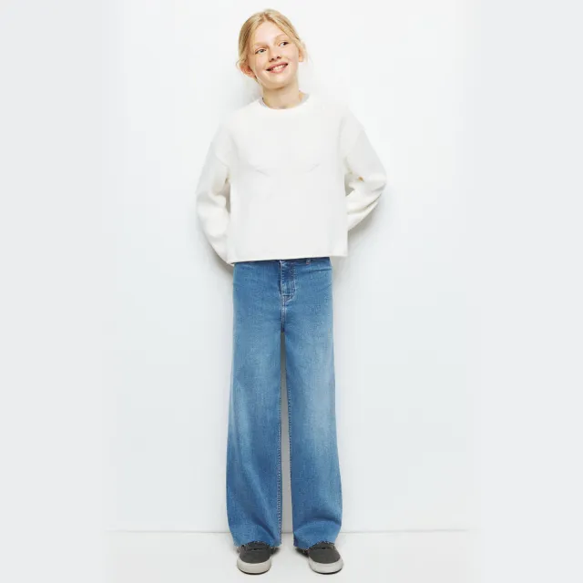 Mango Kids wide leg jeans - lichtblauw changeant blauw