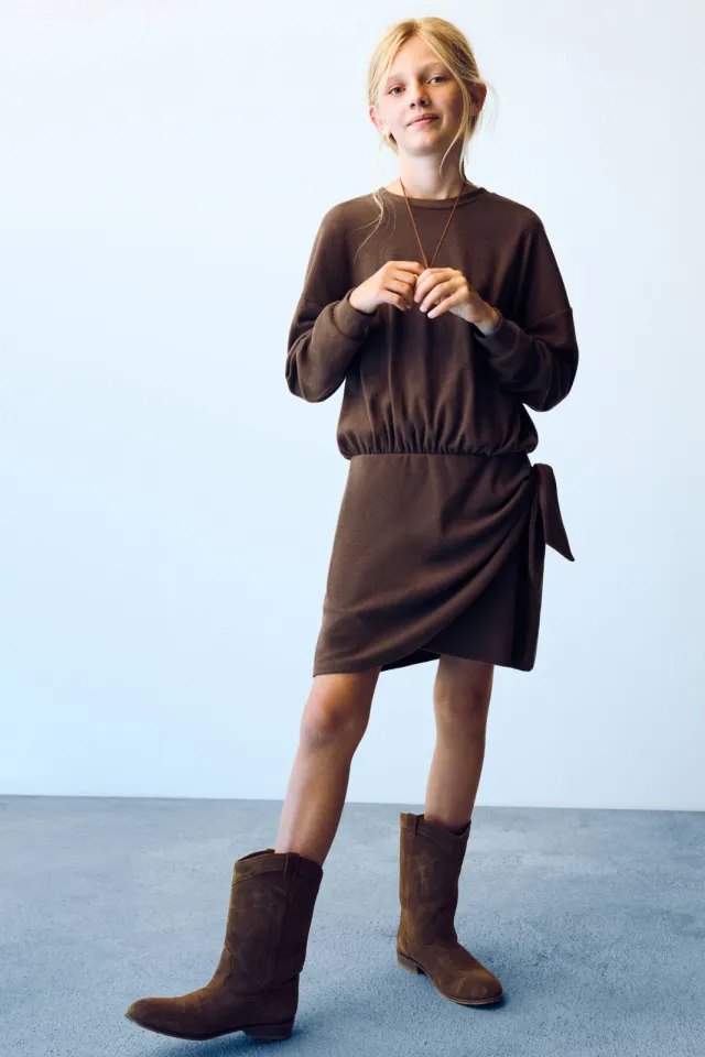 Mango Kids korte sweatjurk bruin