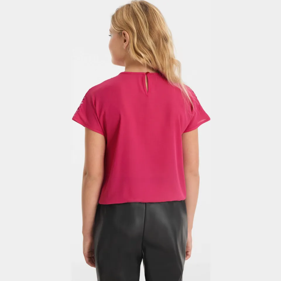 Anytime top met pailletten roze, foto 5