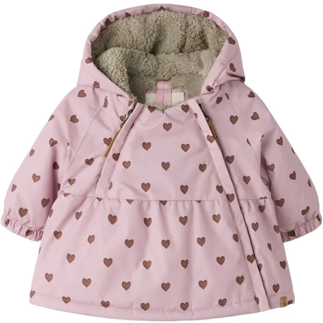 Lil' Atelier Baby winterjas met hartjes roze, foto 2