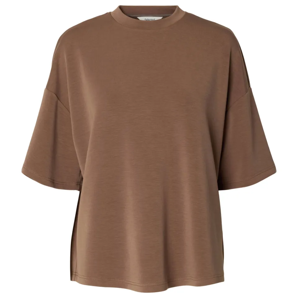 SELECTED WOMEN Slfoversized Tenny Tee t-shirt bruin, foto 2