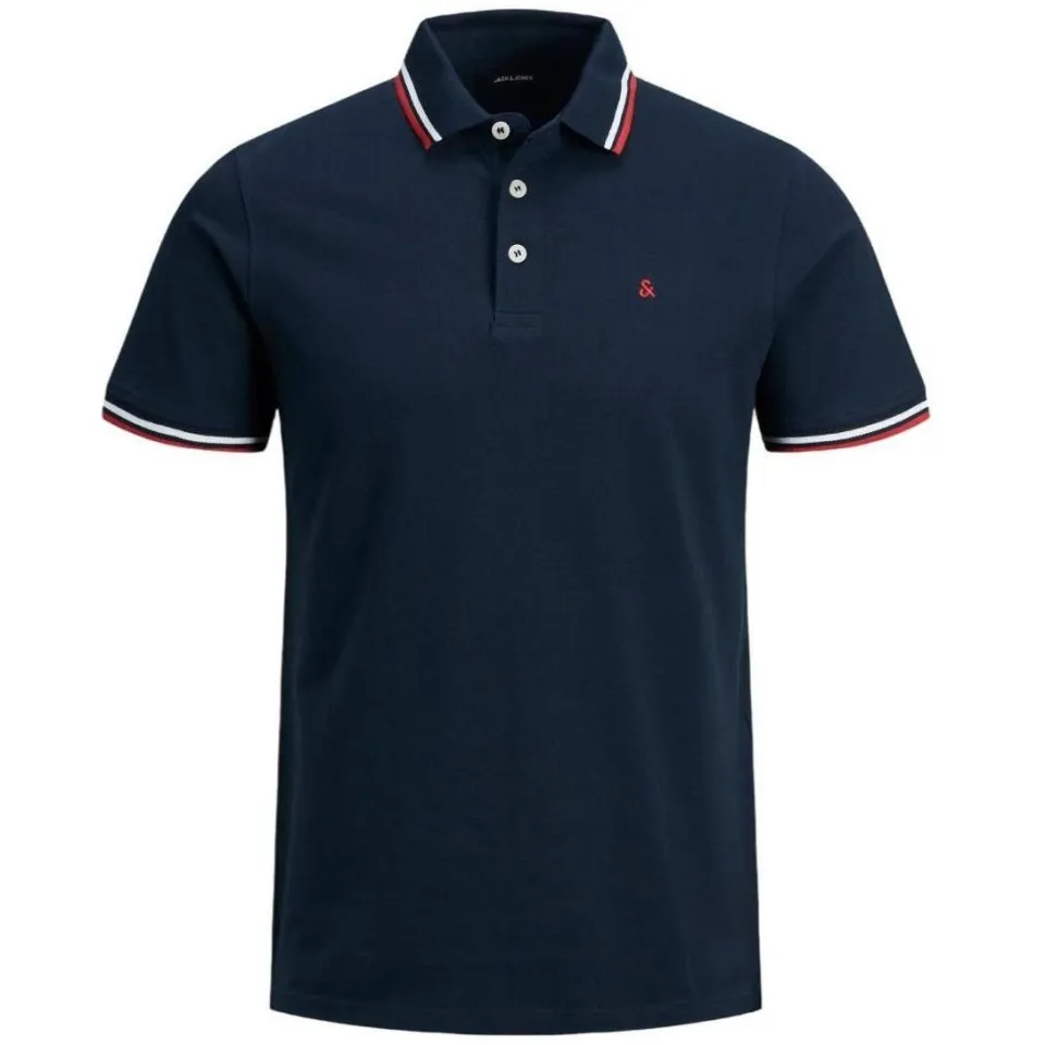 Jack & Jones ESSENTIALS slim fit polo JJEPAULOS van katoen donkerblauw navy blazer-slim fit, foto 2