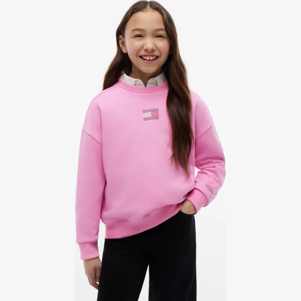 Tommy Hilfiger sweater met print en strass-steentjes - roze, foto 3