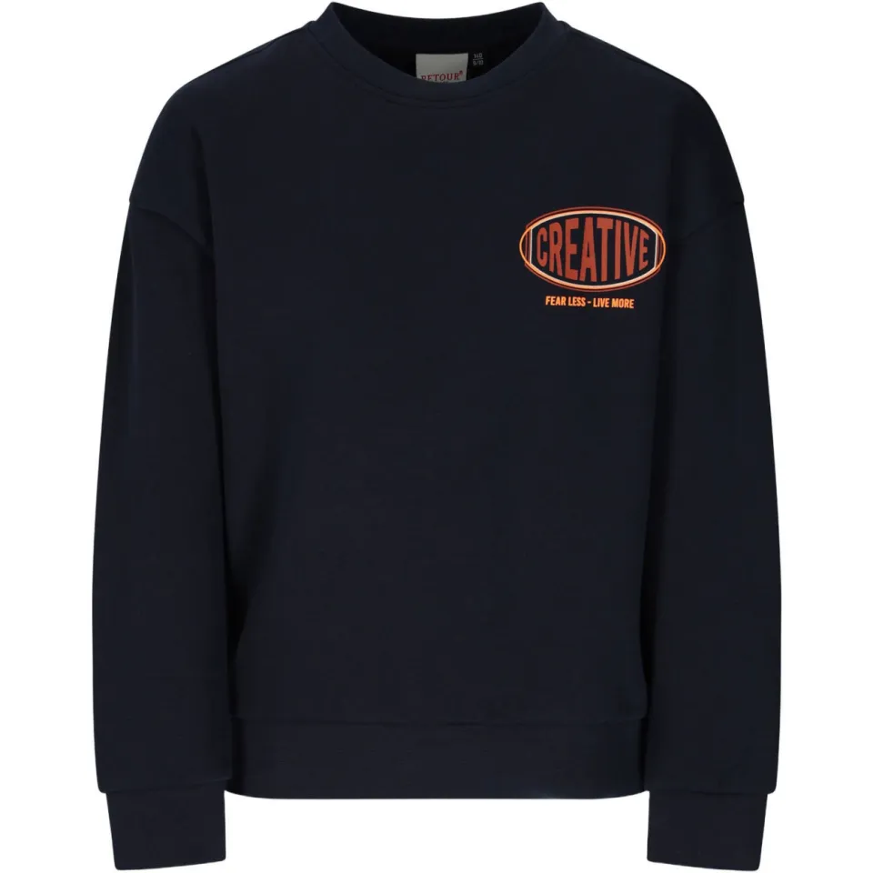 Retour Jeans sweater met backprint - donkerblauw, foto 2