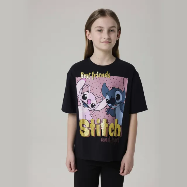 NAME IT Lilo & Stitch T-shirt zwart