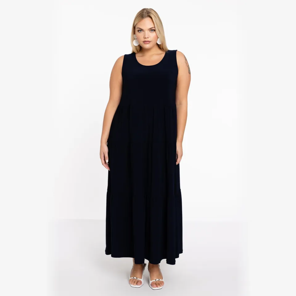 Yoek maxi A-lijn jurk DOLCE donkerblauw blauw, foto 2