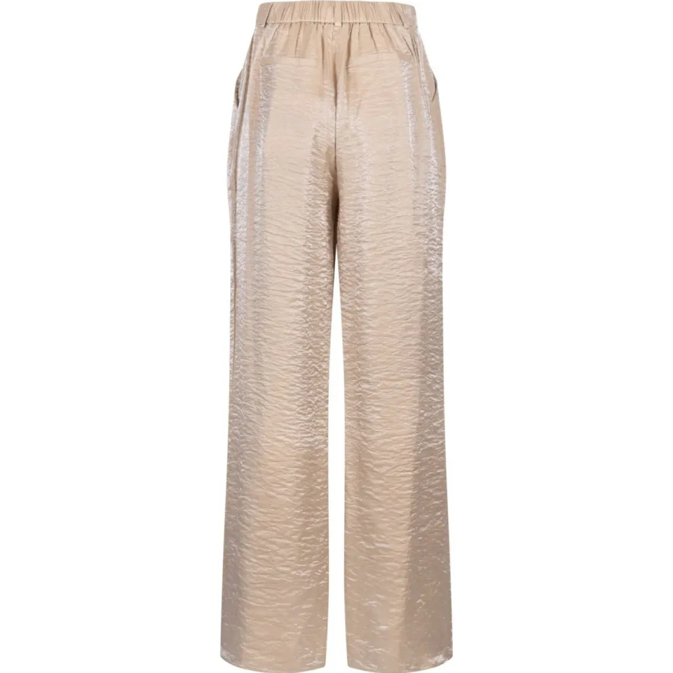 NUKUS satijnen straight high waist broek zand, foto 2