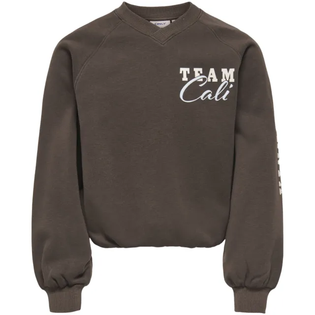 Only KIDS ONLY GIRL rechtvallende sweater met print - bruin