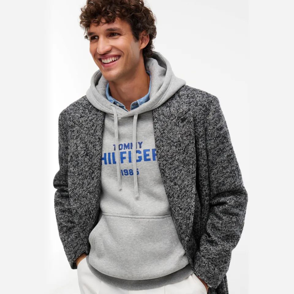 Tommy Hilfiger regular fit hoodie met print - lichtgrijs, foto 3
