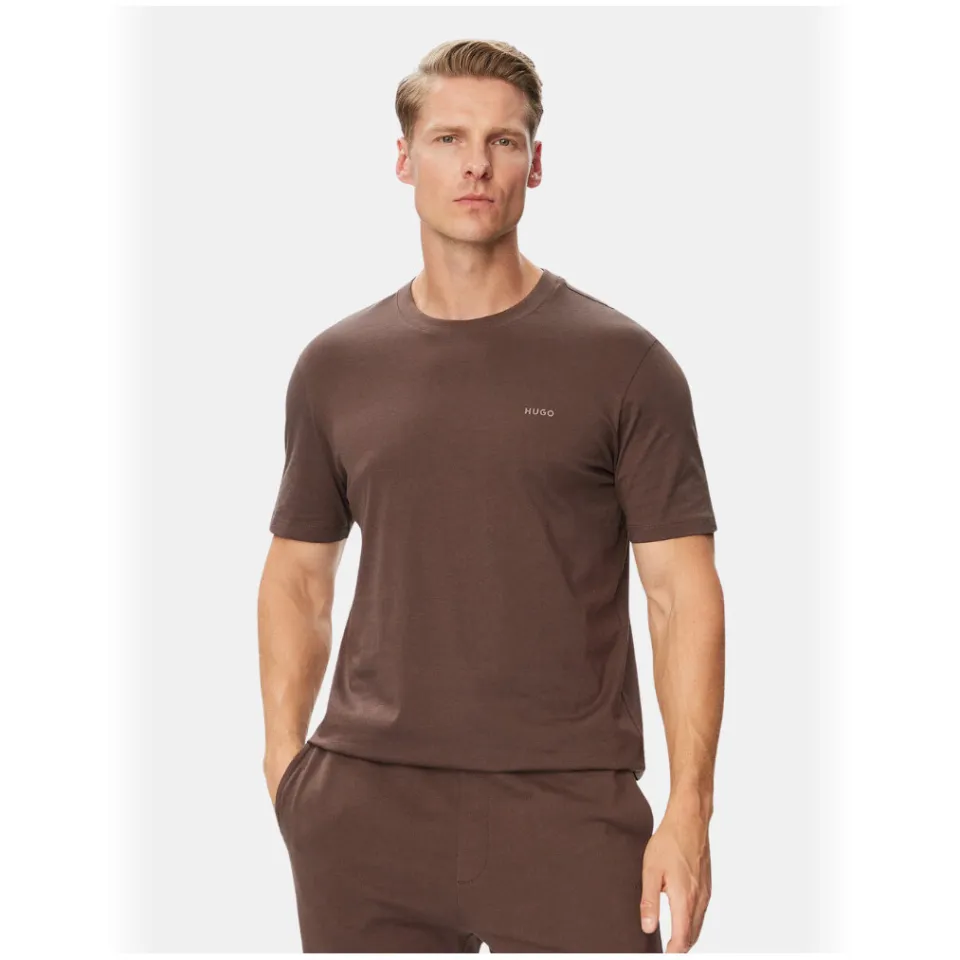 Hugo regular fit T-shirt - donkerbruin Brown Overflow