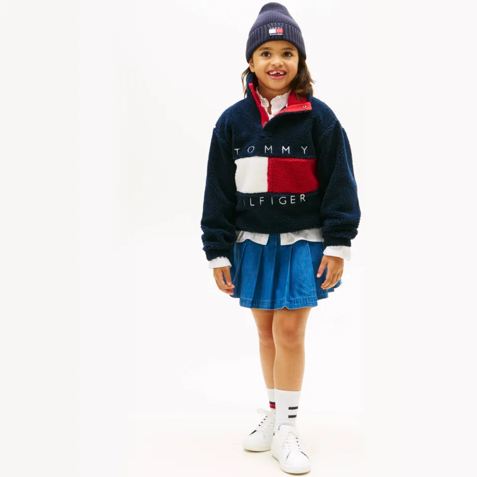Tommy Hilfiger teddy fleecetrui donkerblauw