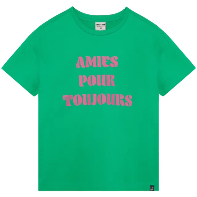 Indian Blue Jeans T-shirt groen cropped met Amour Club print, foto 2