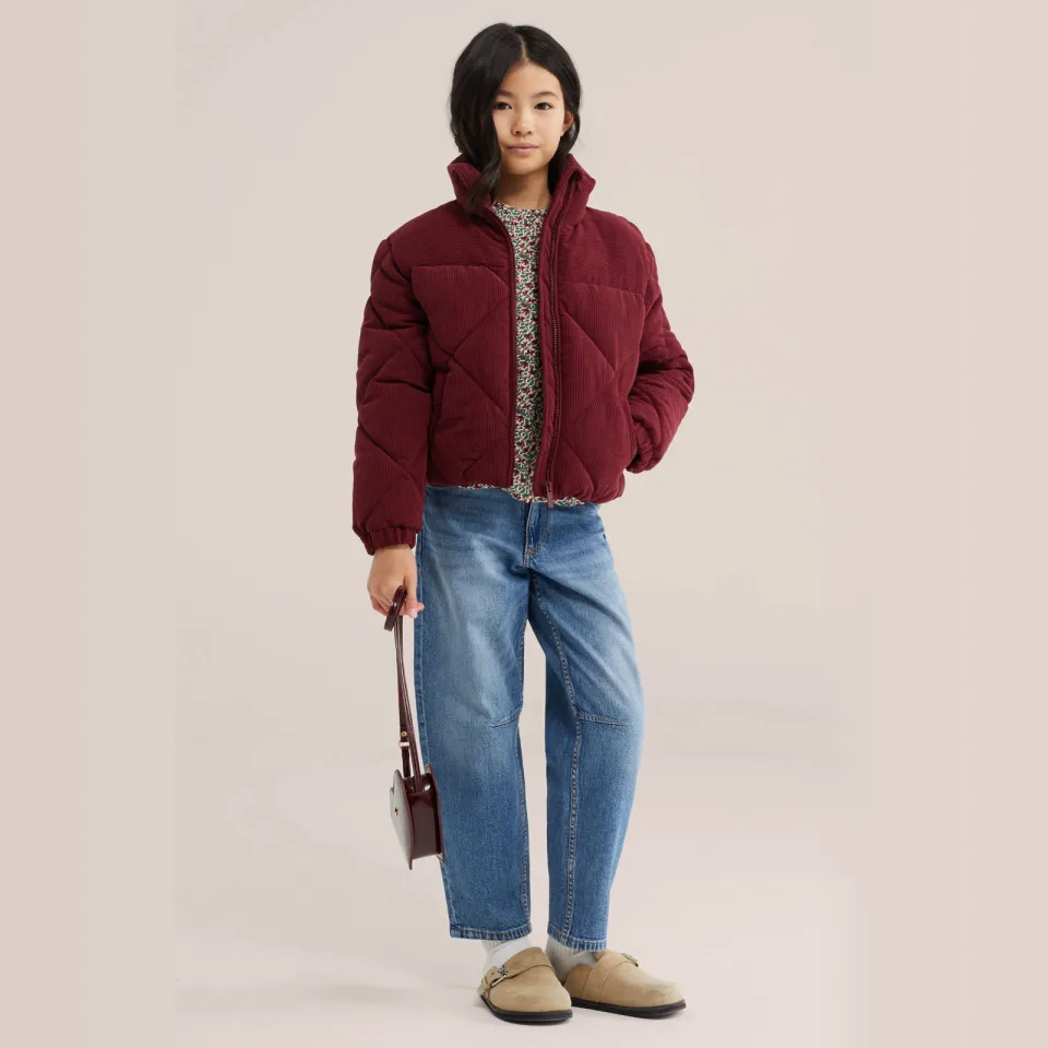 WE Fashion corduroy gewatteerde jas donkerrood