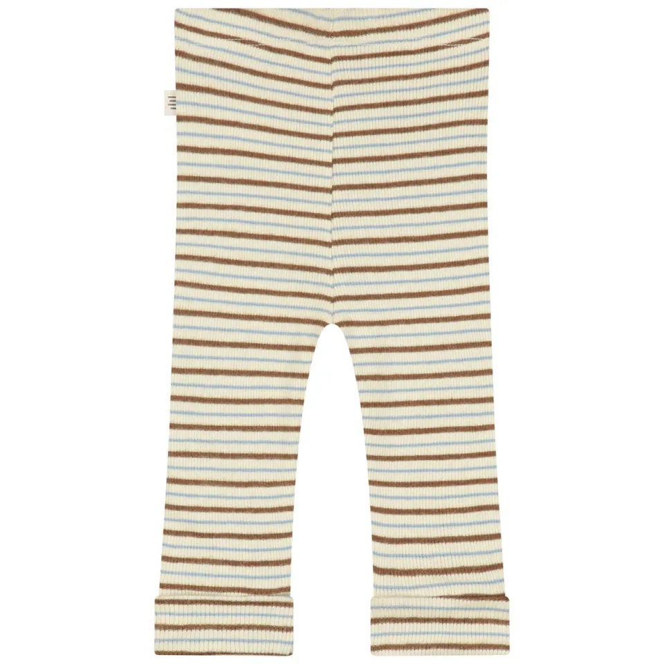 A Tiny Story katoenen slim fit gestreepte babybroek beige, foto 2