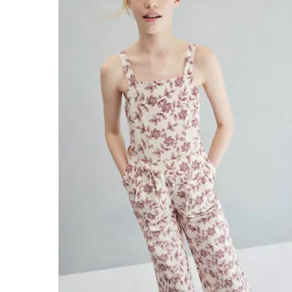 Mango Kids gebloemde jumpsuit lichtbeige donkerrood/lichtbeige, foto 3