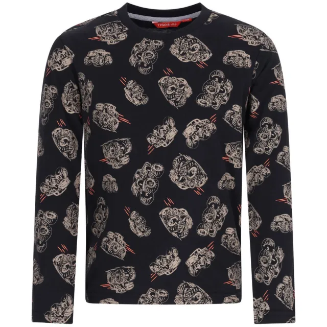 TYGO & vito jersey longsleeve met print zwart, foto 2