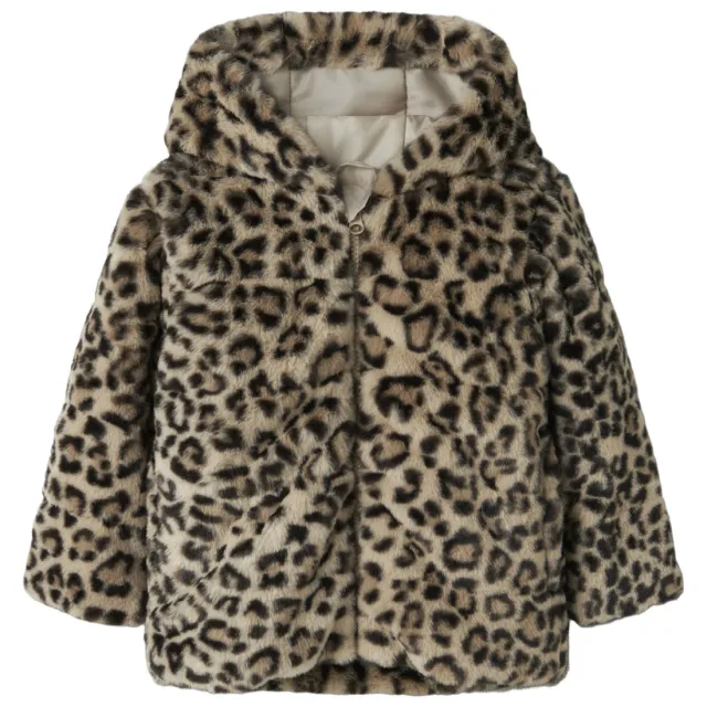 NAME IT MINI faux fur jas panterprint bruin, foto 2