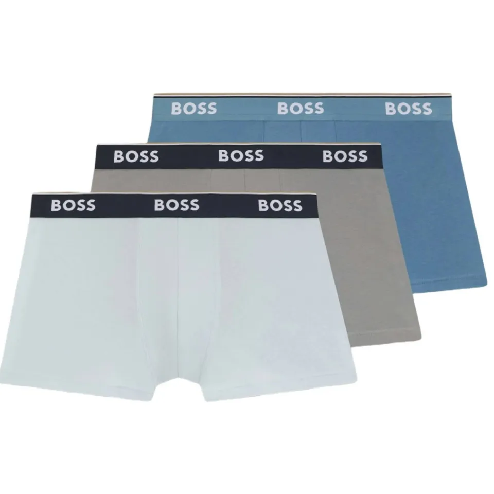 Boss boxershorts set van 3 blauw/grijs