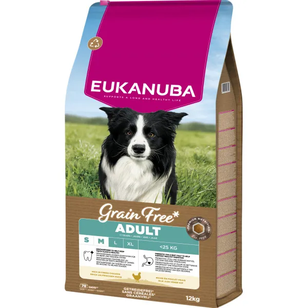 Eukanuba Grain Free Adult Small/Medium kip hondenvoer