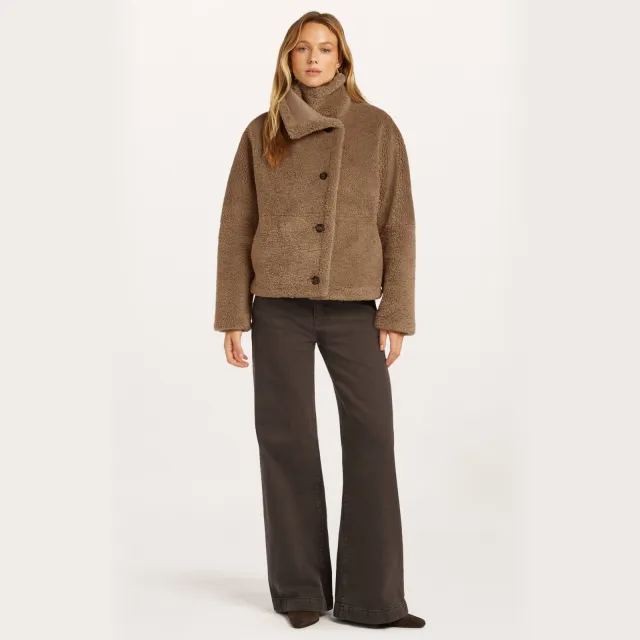 Beaumont faux fur jas - taupe