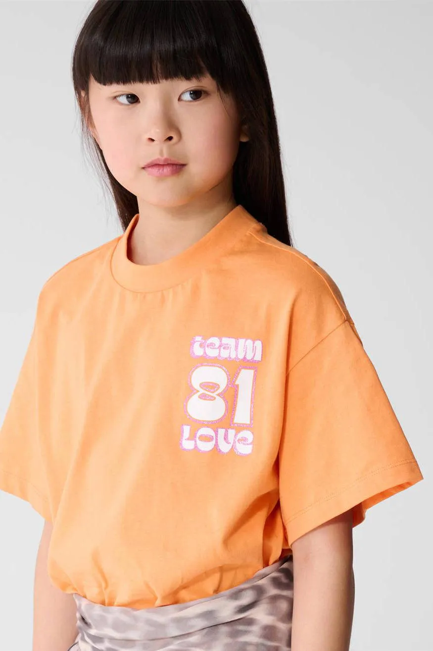Shoeby T-shirt oranje met backprint en glitter, foto 8
