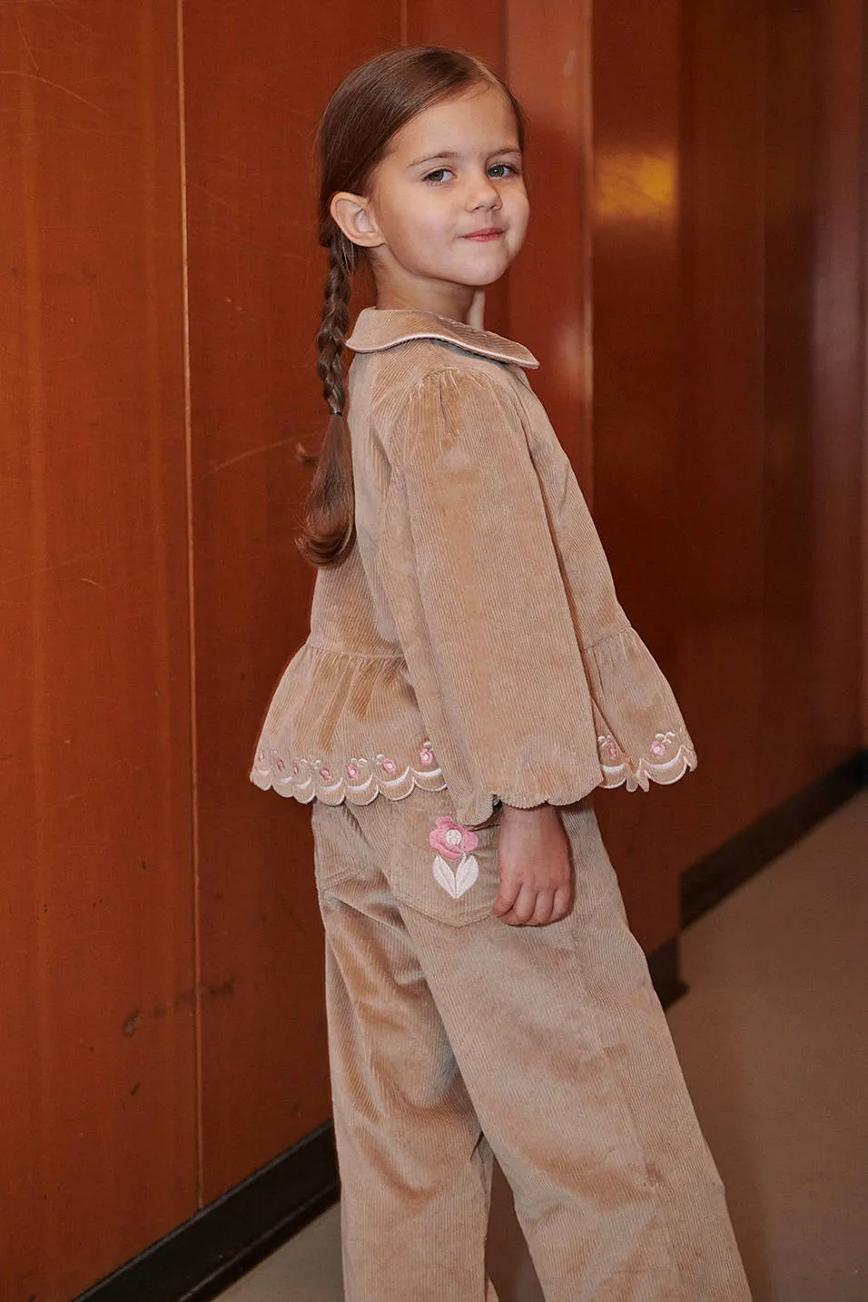 Copenhagen Colors corduroy blouse met borduursels beige, foto 5