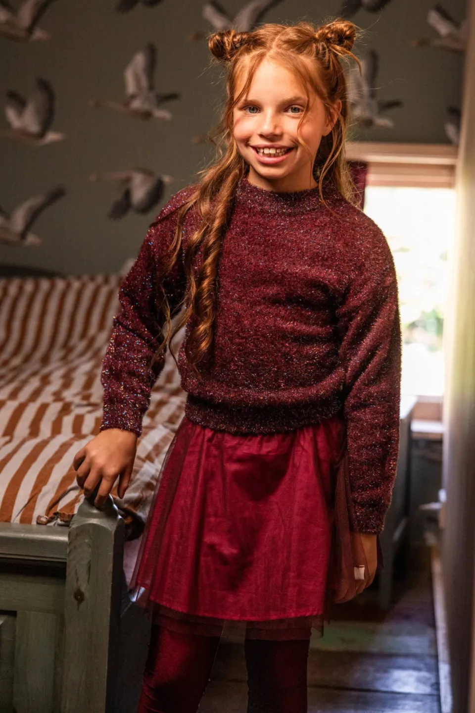 LOOXS little korte tule rok donkerrood, foto 3