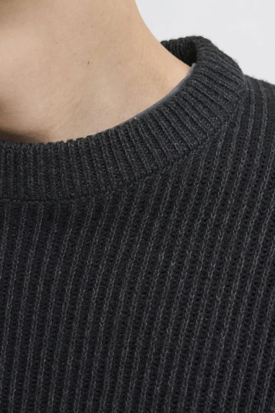 Jack & Jones ESSENTIALS trui rib gebreid zwart, foto 4