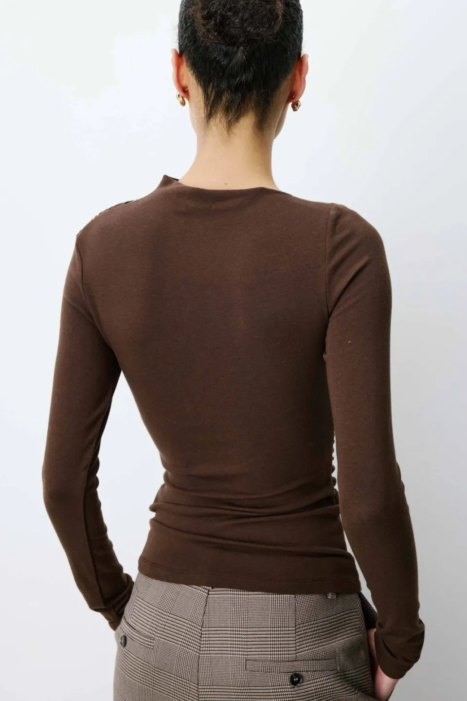 Grace & Mila asymmetrische top bruin, foto 5