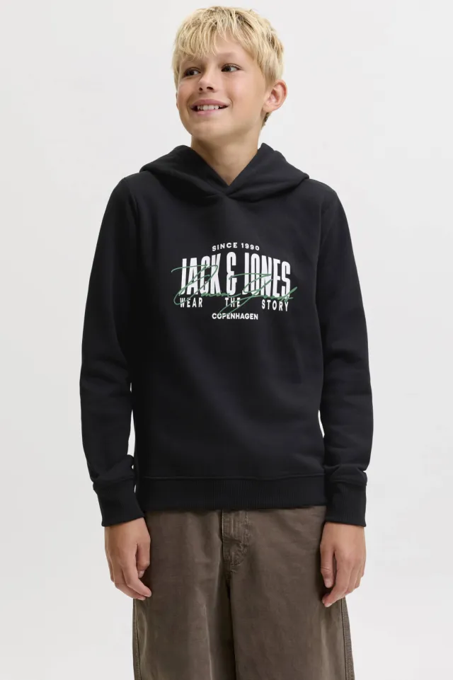 Jack & Jones JUNIOR hoodie met logo - zwart