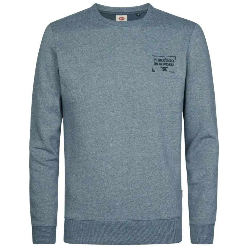 Petrol Industries regular fit sweater met borduursels - blauw, foto 3