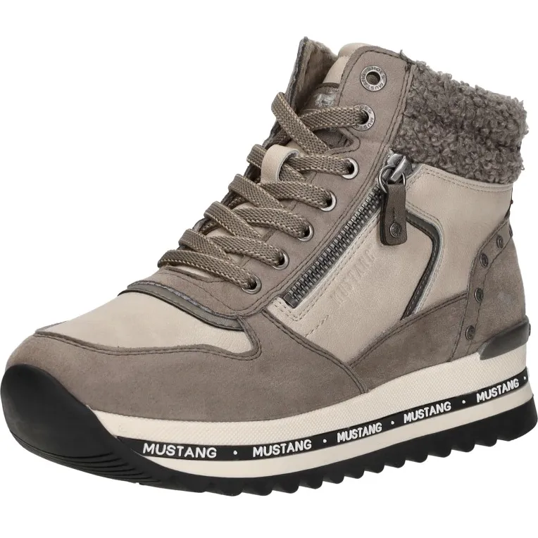 Mustang hoge sneakers taupe, foto 3