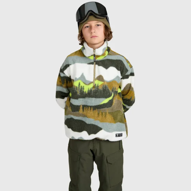 Brunotti fleece outdoor sweater met opstaande kraag - groen