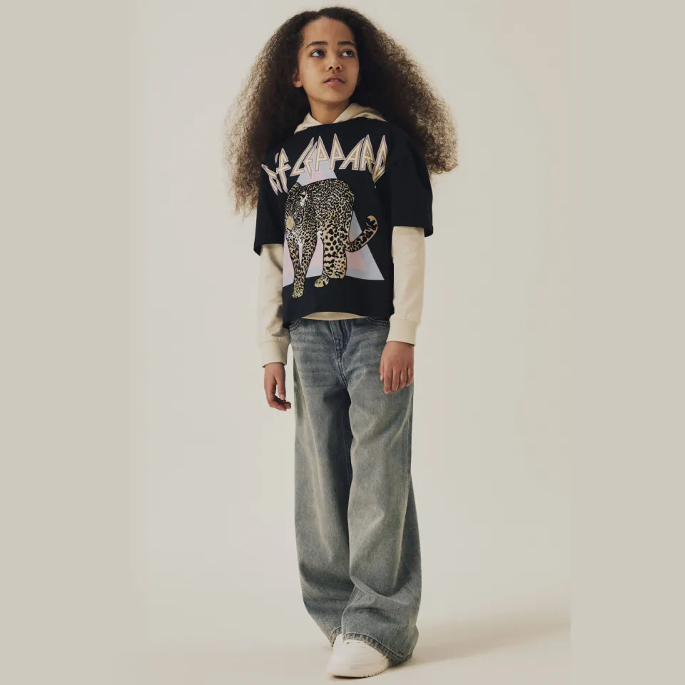 NAME IT KIDS wide leg regular waist jeans medium blue denim, foto 3