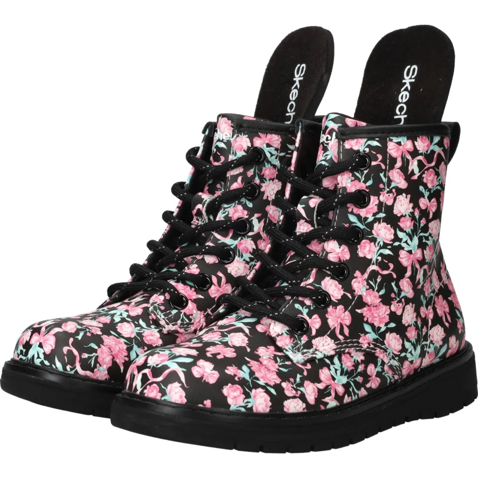 Skechers Gravlen veterboot zwart met roze bloemenprint, foto 5