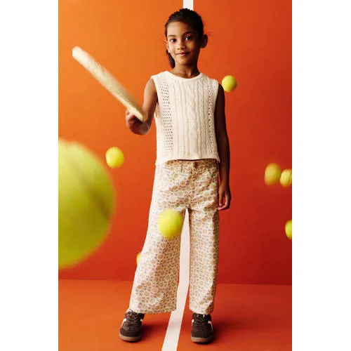 Mango Kids wide leg gebloemde jeans - beige, foto 4