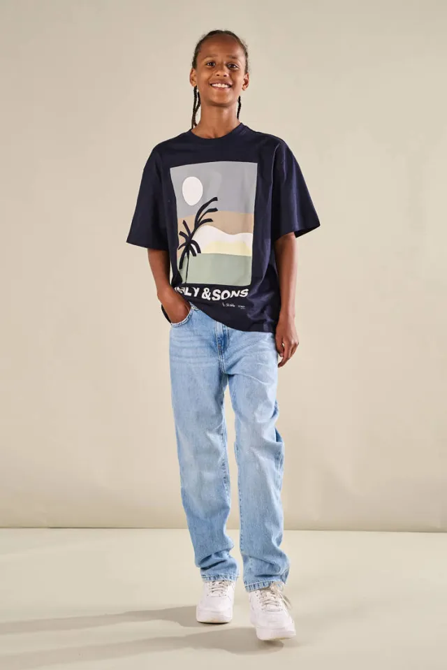Only & Sons JUNIOR straight leg jeans light blue denim