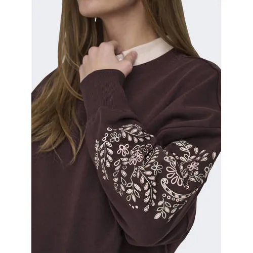 Only MATERNITY zwangerschaps gebloemde sweater donkerbruin, foto 8