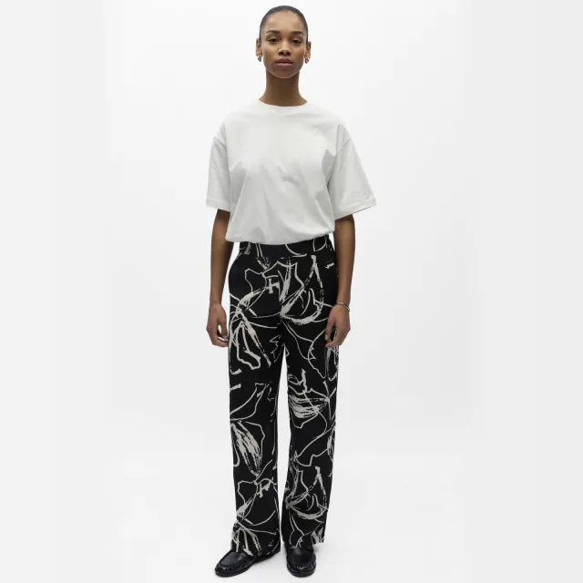 Object straight regular waist gestreepte casual broek zwart