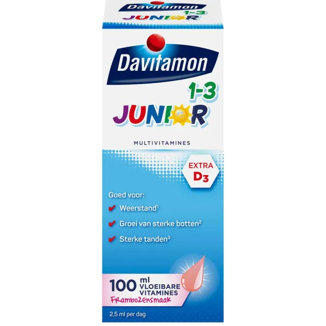 Davitamon Junior 1+ vloeibare vitamines framboos - 100 ml